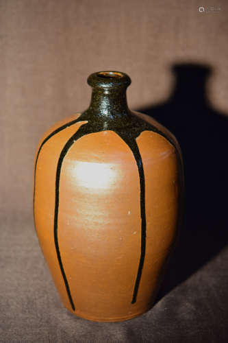 Japanese Ovoid Vase with Drip Glaze