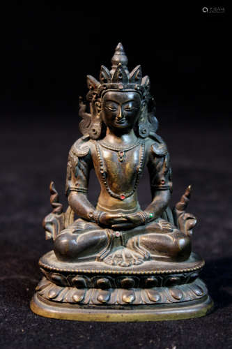 Sino Tibetan Bronze Tara with Jewel