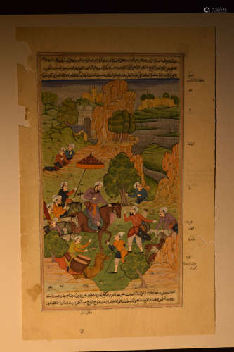 Indian Moghul Painting - Hunting Scene