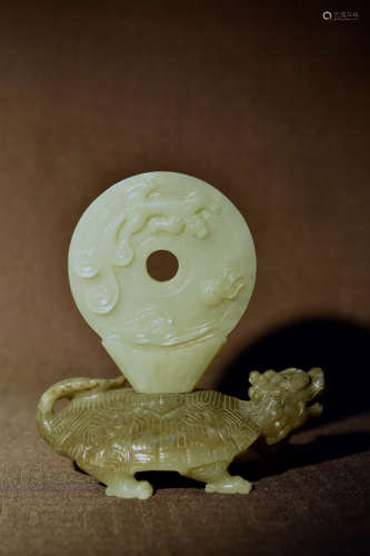 Chinese Jade Turte with Pi
