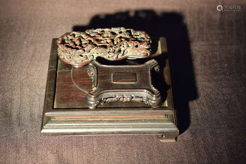 Group of Three Chinese Wood Stand - Square