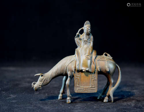 Chinese Bronze Censer of Scholar Riding Horse