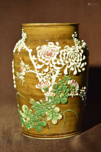 Japanese Moriage Porcelain Vase Koto Zanji