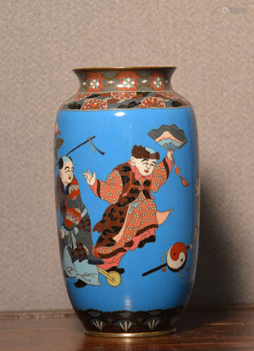 Japanese Cloisonne Vase - Boy Playing