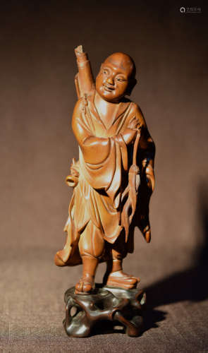 Chinese Boxwood Carving of a Lohan