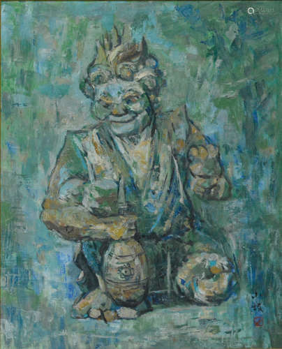 Japanese Oil Painting on Canvas of Oni
