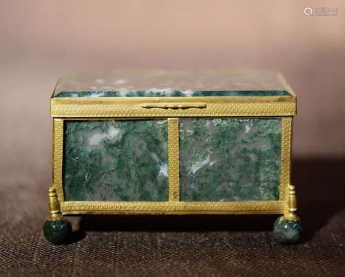 Fine Moss Agate Box with Gilt Bronze Mounting