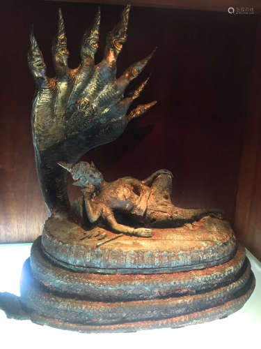 Antique Burmese Gilt Lacquer Bronze Buddha