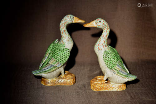 Pair Chinese Porcelain Ducks