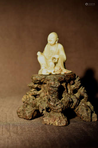 Chinese Soapstone Lohan on Stand