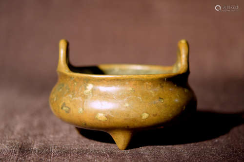 Chinese Bronze Censer with Gold Splash