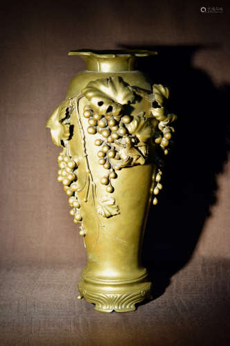 Japanese Bronze Vase with Praying Mantis
