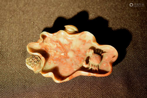 Chinese Soapstone Brushwasher of Lotus Shape