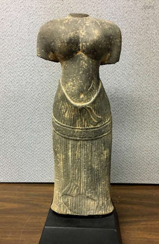 Southeast Asia Carved Stone Torso on Stand