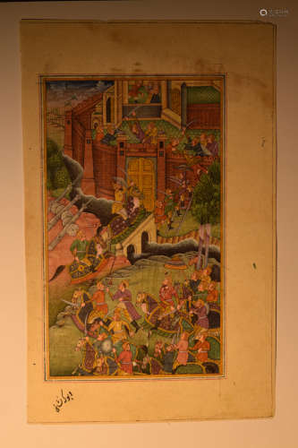 Indian Moghul Painting - Persian Battle Scene