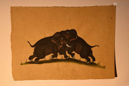 Indian Moghul Painting - Black Elephane