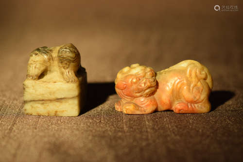 Two Chinese Jade and Soapstone Seal