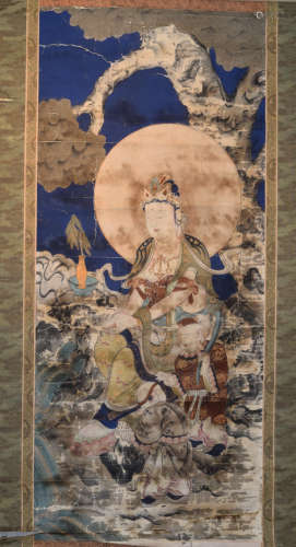 Early Japanese Scroll Painting of Kuanyin - 17th cen