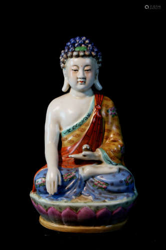 Chinese Famille Rose Porcelain Seated Buddha