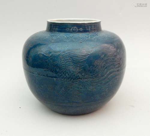 清代蓝釉瓷罐