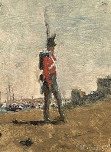 让-巴蒂斯·卡米耶·柯洛 JEAN-BAPTISTE CAMILLE COROT (1796-1875)Un Soldat anglais 一个英国士兵, 约 1856 年