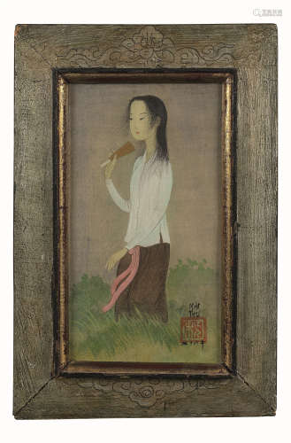 梅忠恕MAI Trung Thu (1906-1980)持扇的年轻女子