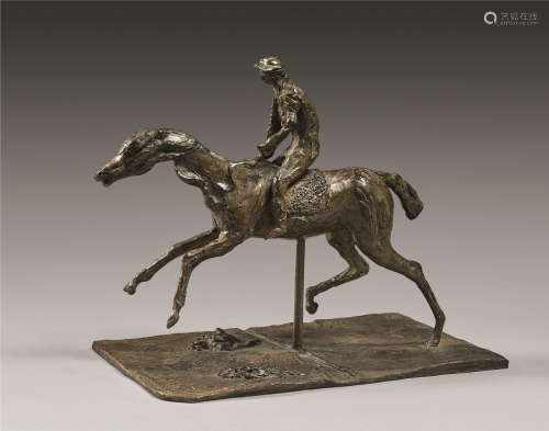 埃德加‧德加 EDGAR DEGAS (1834-1917)Cheval au galop sur le pied droit, le pied gauche arrière seul touchant terre, jockey monté sur le cheval 策马奔腾
