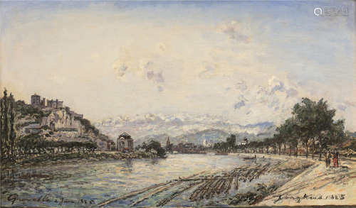 JOHAN-BARTHOLD JONGKIND (1819-1891)Le fort Rabot au bord de Lisère, Grenoble, 1885