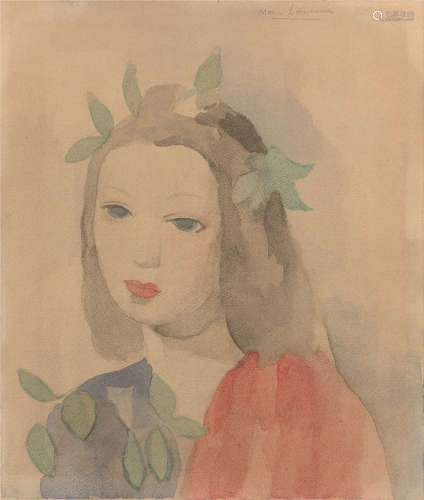 MARIE LAURENCIN (1883-1956)Jeune fille Aquarelle sur papier, signée en haut à droite