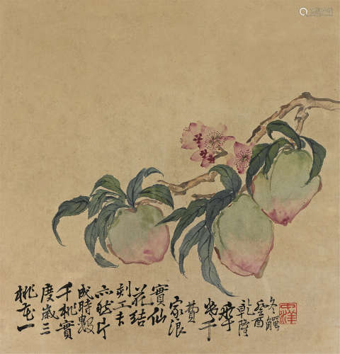 李鱓 1753年作 桃实累累 镜心 设色纸本