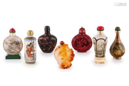 SEVEN SNUFF BOTTLES OF DIFFERENT MATERIALS, CHINA, 19TH-20TH CENTURY (7)