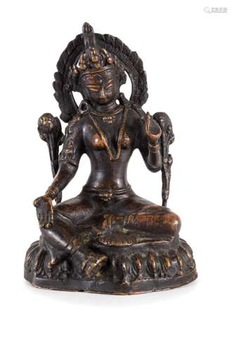 A BRONZE SEATED FIGURE OF LALITASANA TARA, TIBET, 18TH-19TH CENTURY