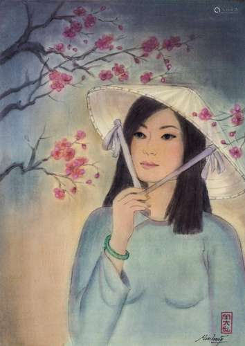 A SIGNED MODERN PAINTING OF A LADY, CHINA