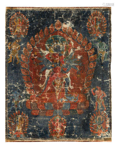 A SHAMVARA FATHER-MOTHER THANGKA, TIBET, 19TH CENTURY