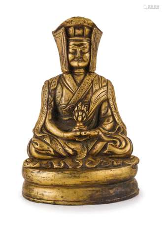 A BRONZE SEATED FIGURE, SINO-TIBET, 19TH CENTURY