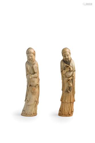 TWO IVORY STANDING FIGURES, CHINA, EARLY 20TH CENTURY (2)