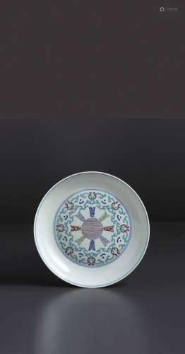 A RARE AND FINE PAIR OF 'DOUCAI' SAUCER-DISHES, CHINA, QING DYNASTY, SEAL MARK AND PERIOD OF QIANLONG (1736-1795) (2)