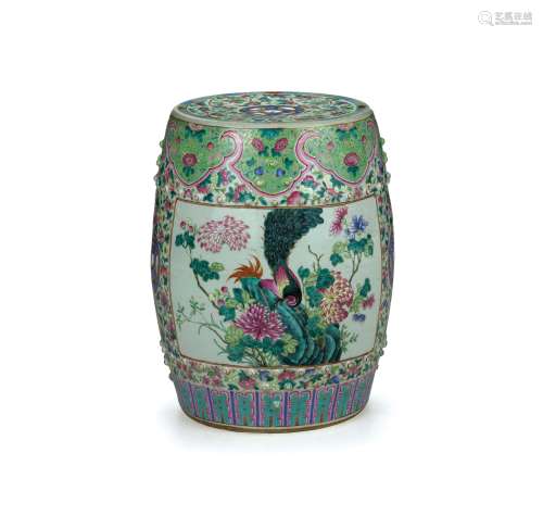 A CANTON 'FAMILLE ROSE' PORCELAIN GARDEN STOOL, CHINA, LATE 19TH CENTURY