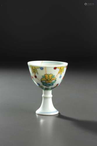 A RARE 'DOUCAI' STEM CUP, CHINA, CHENGHUA MARK, POSSIBLY OF THE PERIOD OF KANGXI (1665-1722)