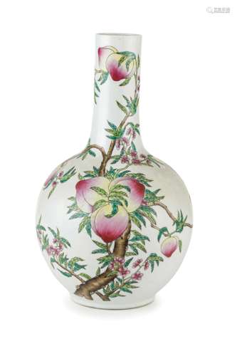 A 'PEACH' PORCELAIN BOTTLE VASE, CHINA, 20TH CENTURY