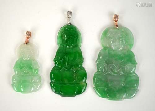 Three Jadeite Guanyin Pendants