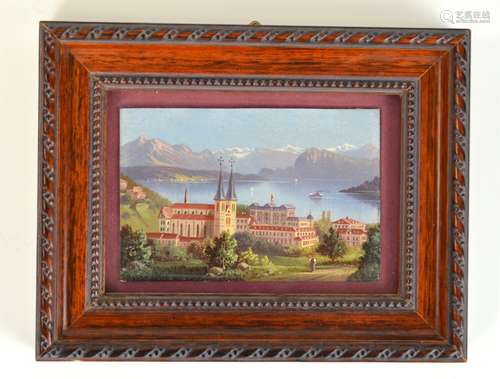 Wood Framed Miniature Painted of Castle