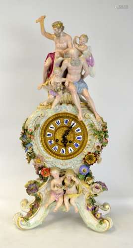 Large Meissen Figural Clock