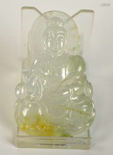 Large Natural Jadeite Pendant of Guanyin