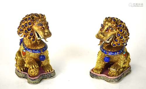 Pr 14K Gold Chinese Lions