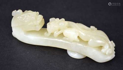 Chinese Carved White Jade Buckle