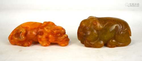 Two Chinese Soapstone Animals Carvings