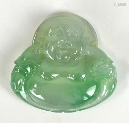 Chinese Natural Jadeite Pendant of Happy Buddha