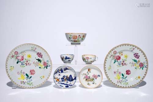 A varied lot of Chinese famille rose and Imari-style porcelain, 18th C.