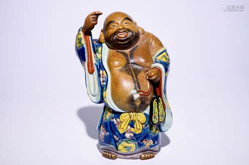 A large Japanese Kutani figure of Buddha Hotei, Meiji, 19th C.